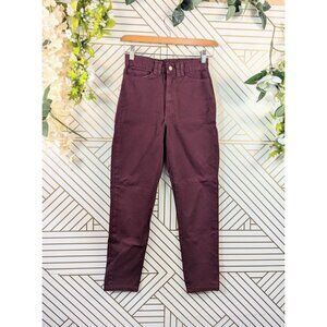 American Apparel Women's Skinny Pockets Burgundy Jeans High Waisted Size 24